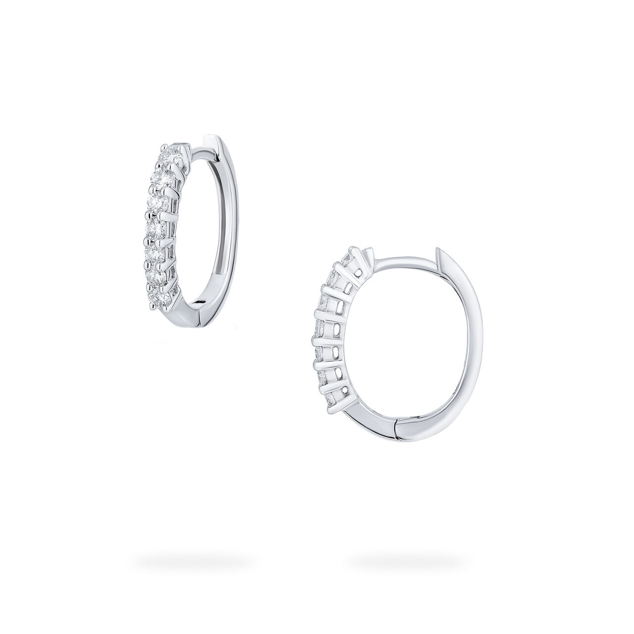 Diamond Hoop Earrings in White Gold Angle image number 3